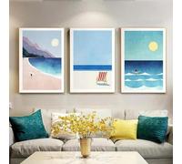 Affiche Simple De Paysage De Plage D'Été En Plein Air, Coucher De Soleil, Surfeurs, Natation, Océan, Peinture Sur Toile, Art Mural, Image, Salon, Décoration D'Intérieur 40X60Cmx3Pcs Sans Cadre