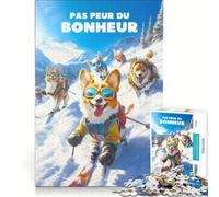 Affiche Ski Joyeux Chien Bonheur Puzzles 1000 pièces | 38x52cm Décoration intérieure difficile et complexe pour un anniversaire ou Noël