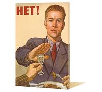 Affiche soviétique vintage Het ! Aucune Affiche Soviétique Anti Alcool Boire Urss Affiche De Propagande Refuser De Boire Impressions Publicitaires Vintage Toile Peinture Mur Art Décor No Frame,30x40cm