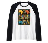 Affiche sur Fond Noir Safari Doodles en Afrique du Sud Manche Raglan