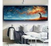 Affiche sur toile abstraite de grande taille, arbre de vie rouge et jaune, peinture murale, images pour décoration de chambre moderne, cadre intérieur 50 x 150 cm