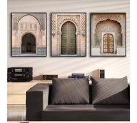 Affiche sur Toile,Affiches Vintage Nordiques Marocaines Style Porte Architecture Art Peintures sur Toile Imprimées Salon Chambre Bureau Décoration Intérieure-40*60cm-3pcs (impression sans cadre)