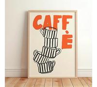 Affiche sur toile « Caffe » représentant une tasse de café, style minimaliste moderne, décoration murale pour la cuisine ou la maison (70 x 100 cm, sans cadre)