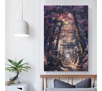 Affiche sur toile représentant le chemin du sanctuaire sacré de Sakura, illustration rétro, décoration murale pour salon, chambre à coucher, 60 x 90 cm