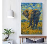 Affiche sur toile représentant un éléphant sous un ciel étoilé, décoration murale, pour mari, petit ami, petite amie, 60 x 90 cm