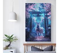 Affiche sur toile représentant un sanctuaire sacré des cerfs, illustration rétro, décoration murale pour salon, chambre à coucher, 20 x 30 cm