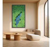 Affiche sur toile représentant une barque sur la rivière Lotus, peinture sur toile de paysage naturel, impressions abstraites sur toile pour la décoration murale de la maison (60x105cm/sans cadre)