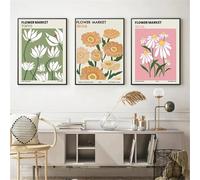 Affiche sur toile style bohème moderne, inspirée du marché aux fleurs de Matisse, avec des fleurs colorées, idéale pour la décoration d'une chambre de fille ou d'un salon (40 x 60 cm - 3 pièces).