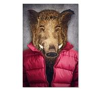 Affiche Tête de Sanglier habillé - 40x60cm - Made in France - Made in France - 40x60