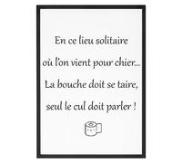 Affiche toilette En ce lieu solitaire - Made In France - Tableau décoration murale - Cadeau Humour toilette original rigolo (A4 (21 x 29,7 cm), Sans cadre)