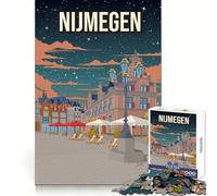 Affiche Touristique de la Ville de Nimègue,Puzzle de 1000 pièces pour Adolescents,Stimulant la réflexion,paisible et Amusant,Assemblage Solide,Cadeau de Noël idéal (50x75cm)