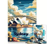 Affiche Touristique de l'Opéra de Sydney pour Adultes, Puzzle de 1000 pièces, Jouet Pure Logic, pour Un Moment de Paix et de tendresse 38x26cm