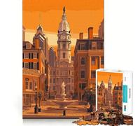 Affiche Touristique de Philadelphie Puzzle de 1000 pièces pour Adultes Jeu Intelligent et Amusant, Bords Lisses pour Les fêtes (38x52cm)