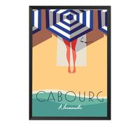 Affiche ville Cabourg - Made in France - Affiche sous cadre bois noir 40x60