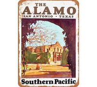 Affiche vintage 1929 Southern Pacific Railroad to The Alamo San Antonio Texas - 20,3 x 30,5 cm - Décoration murale classique en métal
