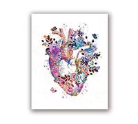 Affiche Vintage anatomie du coeur humain imprime des organes de médecine Art aquarelle peinture sur toile, pour la décoration murale de bureau de médecins Pas de cadre (Size : 40x60 cm No Frame)
