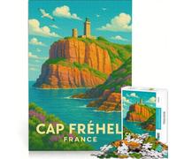 Affiche Vintage Cap Fréhel Puzzle 1000 pièces | Pour s'amuser en famille un défi éducatif et antistress des vacances à la maison pour passer le temps 75x50cm
