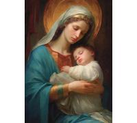 Affiche Vintage Chrétienne Jésus Mouton Vierge Marie, Peinture Sur Toile, Verset De La Bible Catholique, Art Mural Pour Décoration Intérieure, Format A3 40X50Cm Sans Cadre