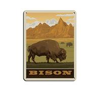 Affiche vintage de bison, style rétro, en métal, idéale pour un bar, un garage ou une salle de jeux. Décoration murale 20 x 30 cm.