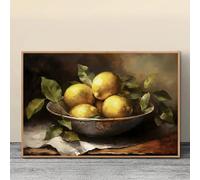 Affiche vintage de fruits et citrons, peinture sur toile, nature morte antique, art mural rustique, décoration de cuisine, maison (60 x 90 cm, sans cadre)