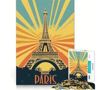 Affiche Vintage de la Tour Eiffel à Paris Puzzle de 1000 pièces pour Adultes Jeu de logique et de détente Bords Lisses (50x75cm)