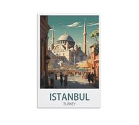 Affiche vintage de paysage de rue d'Istanbul, Turquie, impression moderne représentant une attraction touristique pour la décoration du bureau, du salon ou de la chambre (30 x 40 cm).