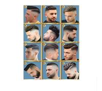 Affiche vintage de salon de coiffure Coupe de cheveux masculine stylée Peinture murale et peinture sur toile Empreintes capillaires pour hommes Décoration de salon de coiffure 40x60cm Sans cadre
