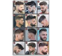 Affiche vintage de salon de coiffure Coupe de cheveux masculine stylée Peinture murale et peinture sur toile Empreintes capillaires pour hommes Décoration de salon de coiffure 40x60cm Sans cadre