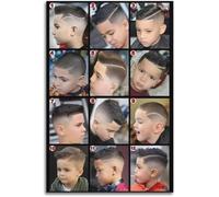 Affiche vintage de salon de coiffure masculine Coupe de cheveux masculine stylée Peinture murale et peinture sur toile Empreintes de cheveux pour hommes Décor de salon de coiffure 50x70cm Sans cadre