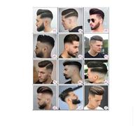 Affiche vintage de salon de coiffure masculine Coupe de cheveux masculine stylée Peinture murale et peinture sur toile Empreintes de cheveux pour hommes Décor de salon de coiffure 50x70cm Sans cadre