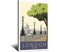 Affiche vintage de voyage à Londres avec coucher de soleil décoratif moderne sur toile pour chambre à coucher