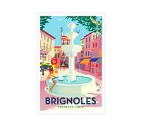 Affiche vintage de voyage Brignoles Provence Verte sur toile - Décoration murale pour salon, chambre à coucher - Style sans cadre - 30 x 45 cm