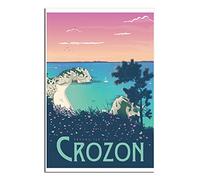 Affiche vintage de voyage CROZON Plage de l'Île Vierge Poster décoratif pour chambre à coucher 30 x 45 cm