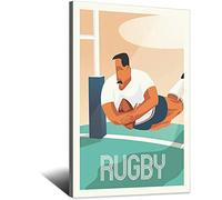 Affiche vintage de voyage en France Rugby sur toile - Cadeau - Décoration murale - Poster moderne pour la famille, le bureau, la chambre à coucher
