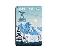 Affiche vintage de voyage Europe Alpe Huez en métal pour pub, club, café, bar, décoration murale 20 × 30 cm