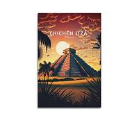 Affiche vintage de voyage Mexique Chichen ITZA Peinture décorative sur toile murale et art pour chambre à coucher familiale 50 x 75 cm