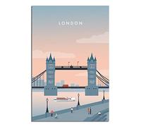 Affiche vintage de voyage sur toile avec Tower Bridge de Londres en Angleterre - Décoration murale pour chambre à coucher