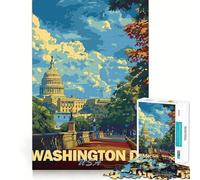 Affiche Vintage de Washington DC Puzzle de 1000 pièces pour Adolescents Souvenirs de Jeux Amusants Emboîtement Parfait sans espaces Activité Amusante en Famille (38x26cm)