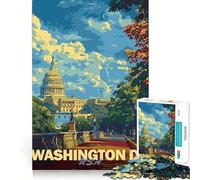 Affiche Vintage de Washington DC Puzzle de 1000 pièces pour Adultes Jeu de mémoire Amusant Découpe Nette Composants Robustes Cadeau Unique pour soulager Le Stress (50x75cm)