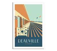 Affiche vintage DEAUVILLE Les Planches Marcel sur toile - Cadeau mural - Art moderne - Pour bureau, chambre à coucher