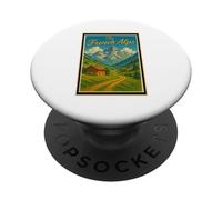 Affiche vintage des Alpes françaises des années 50 PopSockets PopGrip Adhésif