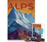 Affiche Vintage des Alpes Puzzle de 1000 pièces pour Adolescents Jeu de mémoire Amusant Composants Robustes et faciles à Transporter (38x26cm)