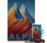 Affiche Vintage des Alpes Puzzle de 1000 pièces pour Adultes Jeu de Concentration Découpe Laser de qualité supérieure Activité familiale Amusante en soirée (38x52cm)