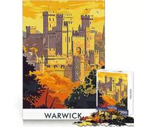 Affiche Vintage du château de Warwick, Puzzle de 1000 pièces pour Adolescents, logique, Loisirs paisibles, Bords Nets, Cadeau mémorable (38x26cm)