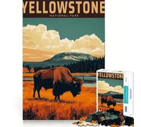 Affiche Vintage du Parc National de Yellowstone,Puzzle de 1000 pièces pour Adultes,Jeu Stimulant l'esprit,Surface Lisse sans bavures,Passe-Temps Fascinant pour Les Moments de détente (50x75cm)