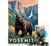 Affiche Vintage du Parc National de Yosemite Puzzle de 1000 pièces pour Adultes Exercice cérébral Amusant Pièces Robustes et nettes Activité apaisante pour Une Pause mentale (38x52cm)