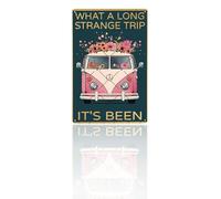 Affiche vintage en métal avec inscription « What A Long Strange Trip It's Been » - Décoration murale rustique pour maison, bureau, chambre à coucher, salle à manger, cafés, pub, club - 20,3 x 30,5 cm