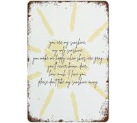 Affiche vintage en métal et aluminium avec paroles de café « You are My Sunshine Girl Boy » - 20,3 x 30,5 cm