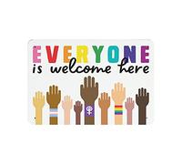 Affiche vintage en métal et étain, imprimés d'égalité, diversité, inclusion, racisme des enseignants, tout le monde est le bienvenu ici, décoration murale, cadeaux de décoration de salle de classe, 8x