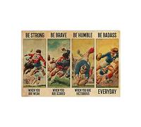 Affiche vintage en métal « Rugby Be Strong Be Brave Be Humble Be Badass » 30,5 x 40,6 cm